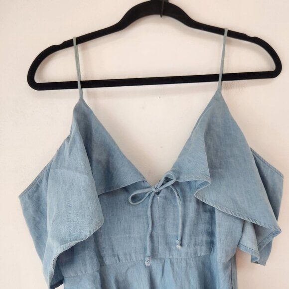 N/Nicholas Blue Chambray Dress Lighweight Boho Western Rodeo Women's 6 - Picture 5 of 10